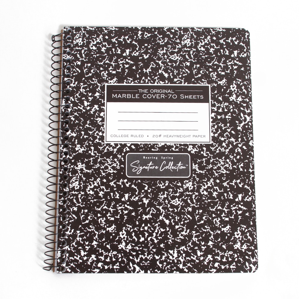Roaring Spring, Black, Composition Book, Art & School, College Ruled, Marble, Spiral, 425458